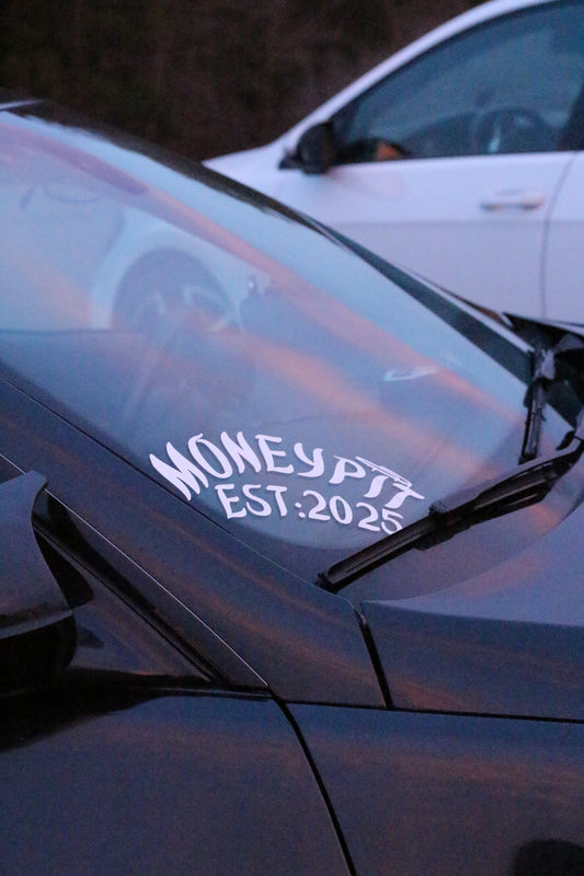 Moneypit corner windshield decal